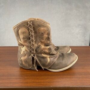 Very G The Don Womens US 9 Western Boots Brown Leather Ankle Zip Cowgirl Boot